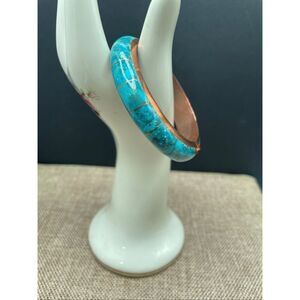 Vintage Jay King Blue Turquoise Inlay Copper Bangle Bracelet